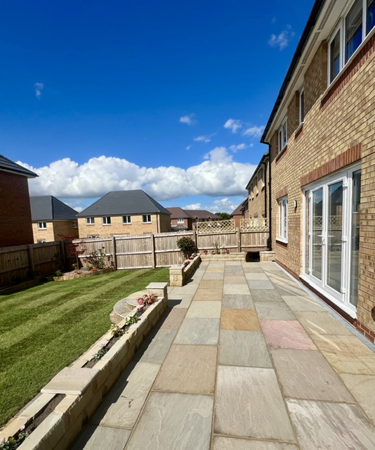 Stunning Raj indian sandstone raised patio Stunning Raj indian sandstone raised patio