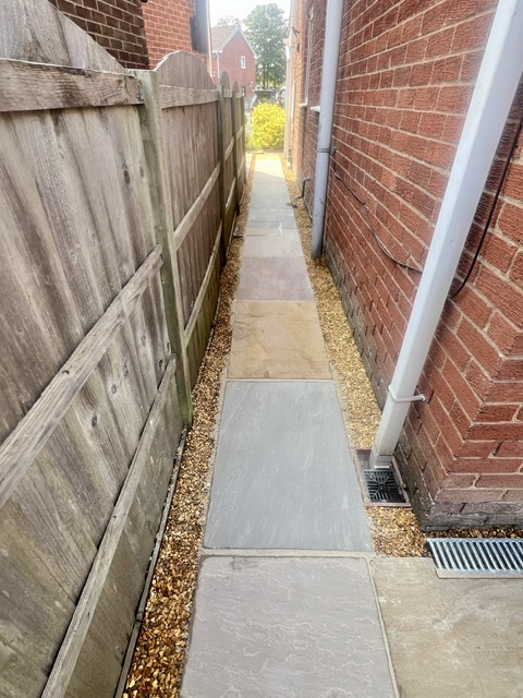 Raj walkway with golden gravel and recess tray to cover manhole Raj walkway with golden gravel and recess tray to cover manhole