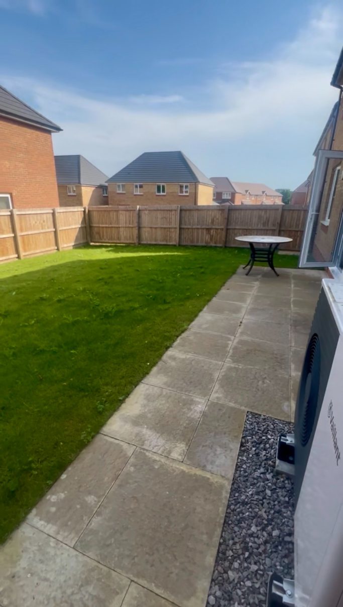 Garden on one level sloping away from the house Garden on one level sloping away from the house