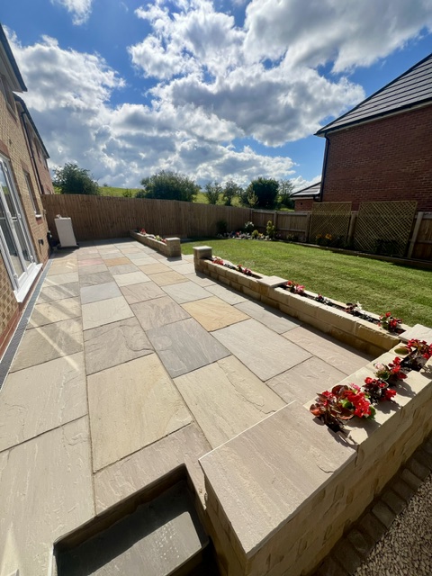 Raj indian sandstone raised patio Raj indian sandstone raised patio
