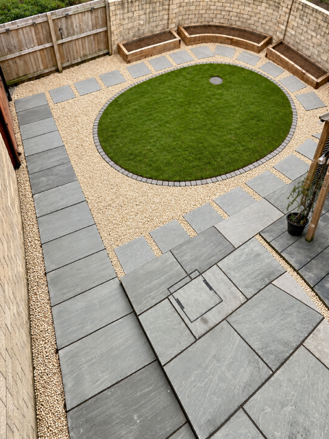 With timber planters With timber planters