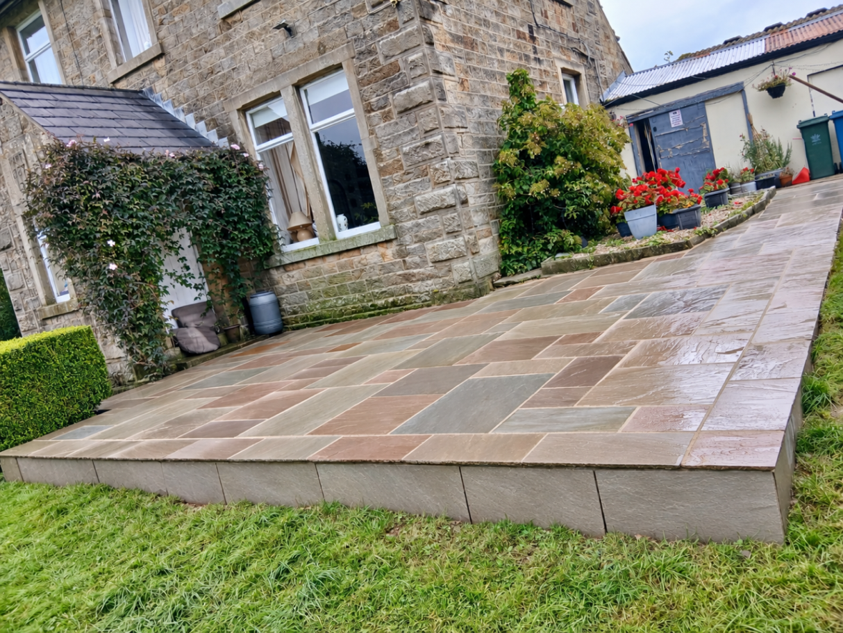 Raj coloured indian sandstone terrace Raj coloured indian sandstone terrace