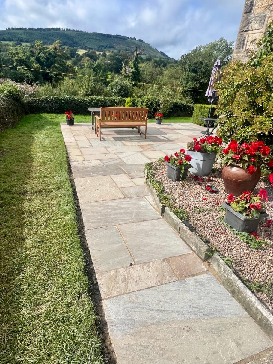 Raj indian sandstone path and terrace Raj Indian sandstone path and terrace
